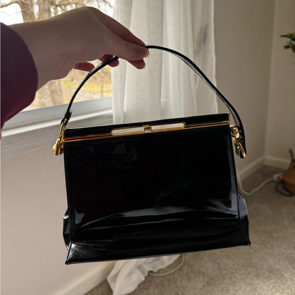 Vintage 50s Elegant Black Handbag